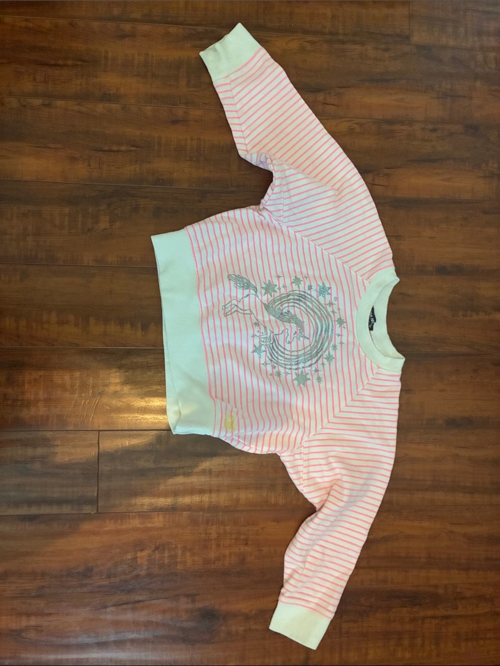 Neon Rebels Pink & White Striped Unicorn Sweatshirt